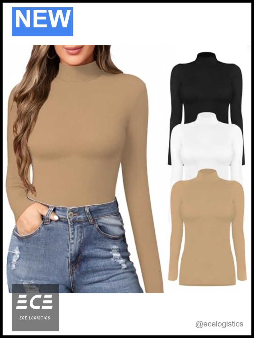 Mock Neck Slim Fit Long Sleeve T-Shirt Stretch Pullover Basic Tee